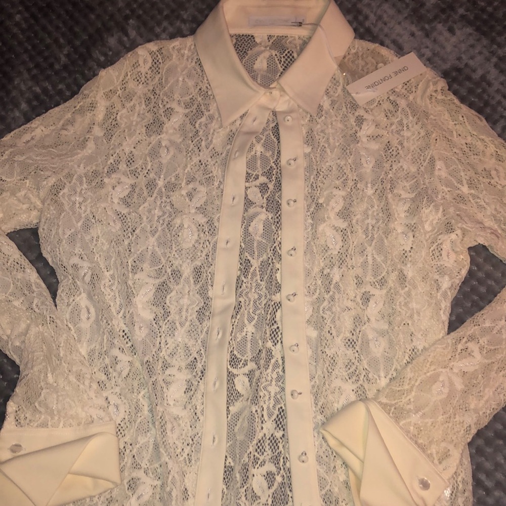 NWT ANNE FONTAINE LACE BLOUSE IN IVORY